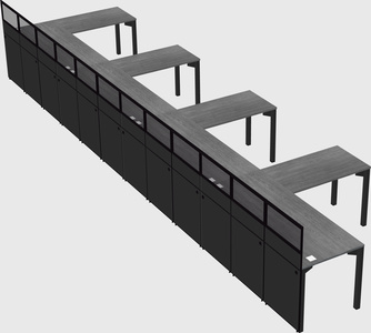 Shared l-shaped cubicle