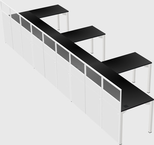 Shared l-shaped cubicle