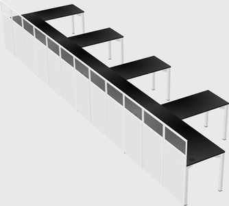Shared l-shaped cubicle