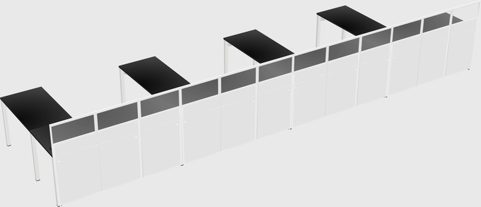Shared l-shaped cubicle