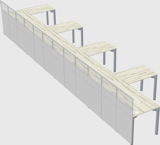 Shared l-shaped cubicle