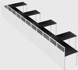 Shared l-shaped cubicle