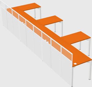 Shared l-shaped cubicle