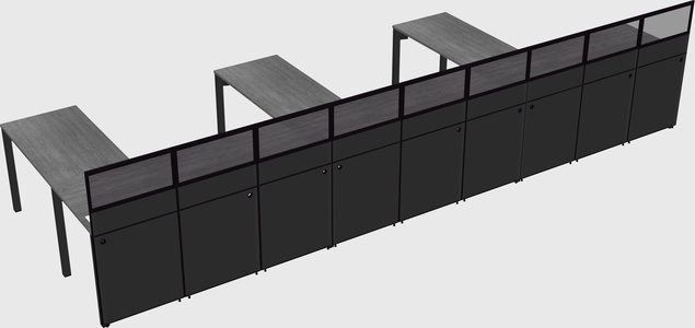 Shared l-shaped cubicle