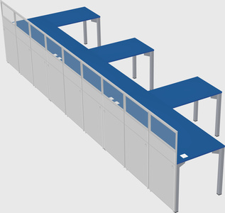 Shared l-shaped cubicle