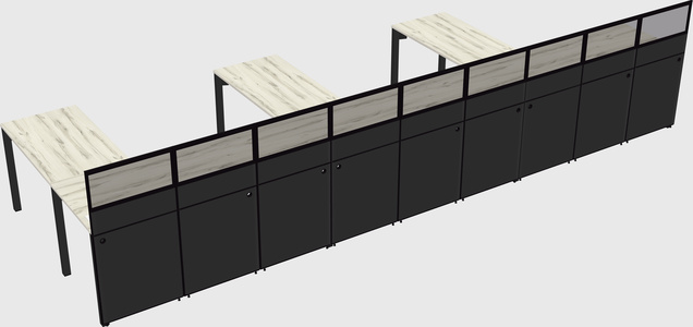 Shared l-shaped cubicle