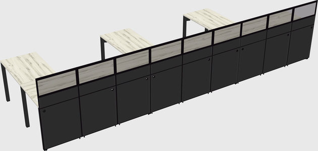 Shared l-shaped cubicle