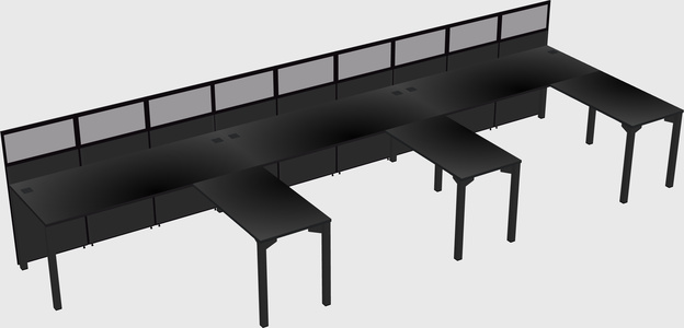 Shared l-shaped cubicle