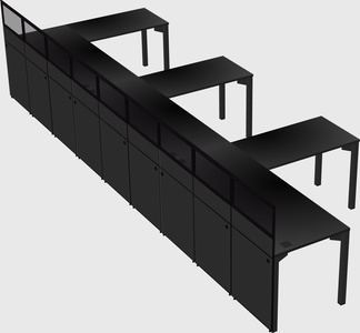 Shared l-shaped cubicle