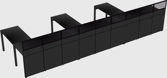 Shared l-shaped cubicle
