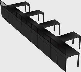 Shared l-shaped cubicle