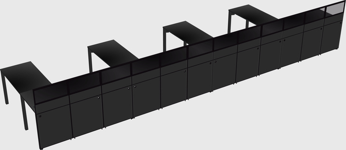 Shared l-shaped cubicle