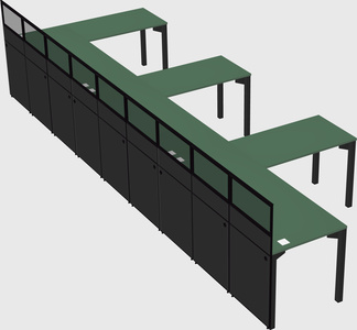 Shared l-shaped cubicle