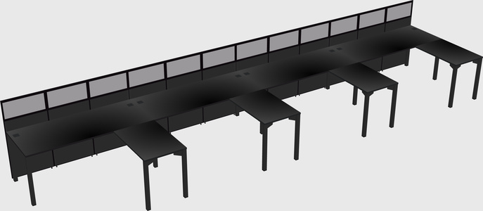 Shared l-shaped cubicle