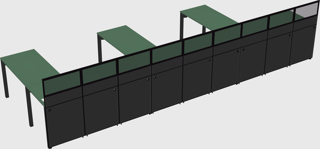 Shared l-shaped cubicle