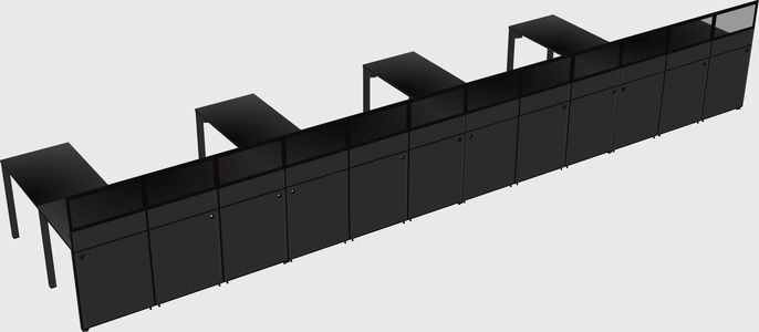 Shared l-shaped cubicle