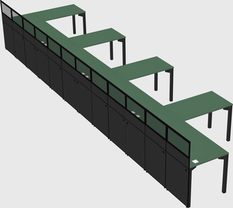 Shared l-shaped cubicle