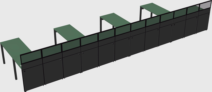 Shared l-shaped cubicle