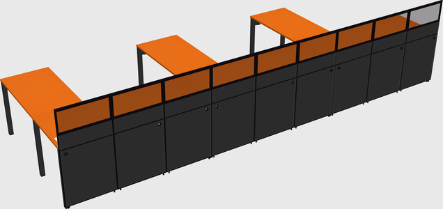 Shared l-shaped cubicle