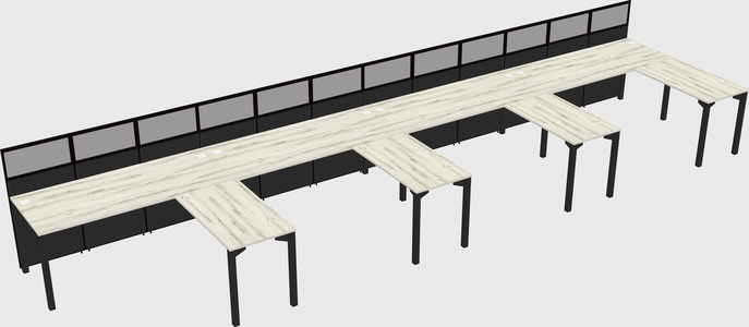 Shared l-shaped cubicle