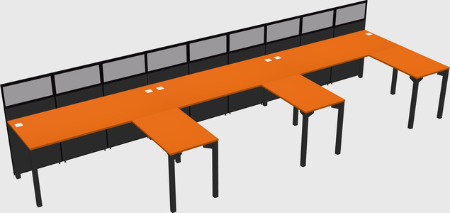 Shared l-shaped cubicle