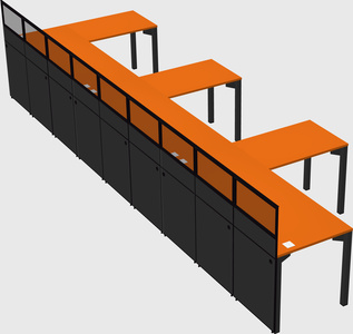 Shared l-shaped cubicle