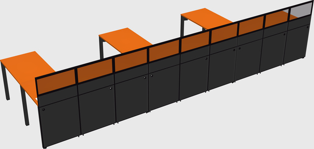 Shared l-shaped cubicle