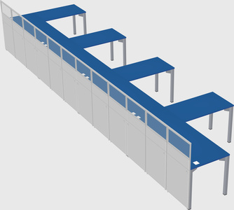 Shared l-shaped cubicle