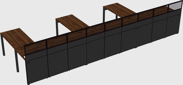 Shared l-shaped cubicle