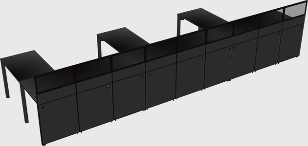Shared l-shaped cubicle