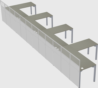 Shared l-shaped cubicle