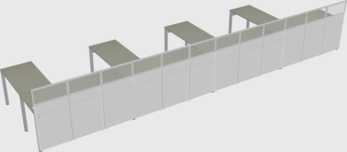 Shared l-shaped cubicle