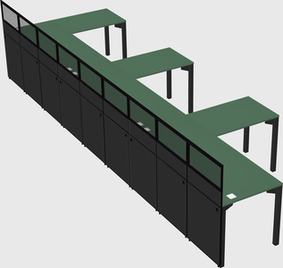Shared l-shaped cubicle