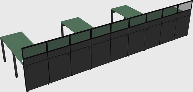 Shared l-shaped cubicle