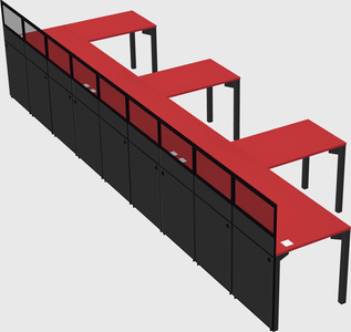 Shared l-shaped cubicle