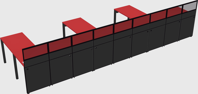 Shared l-shaped cubicle