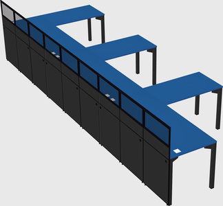 Shared l-shaped cubicle