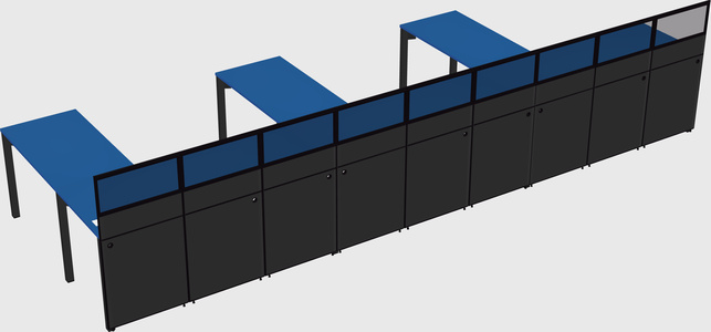 Shared l-shaped cubicle