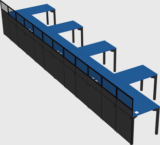 Shared l-shaped cubicle