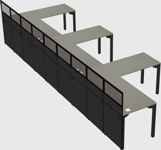 Shared l-shaped cubicle