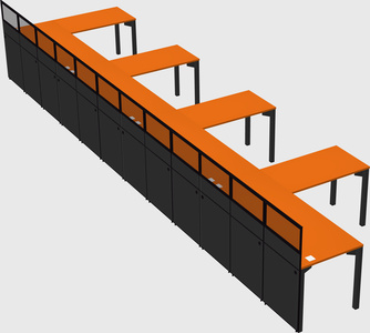 Shared l-shaped cubicle