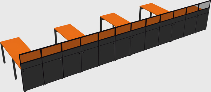 Shared l-shaped cubicle