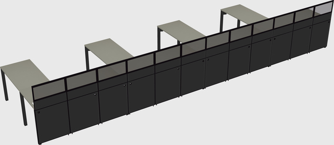 Shared l-shaped cubicle
