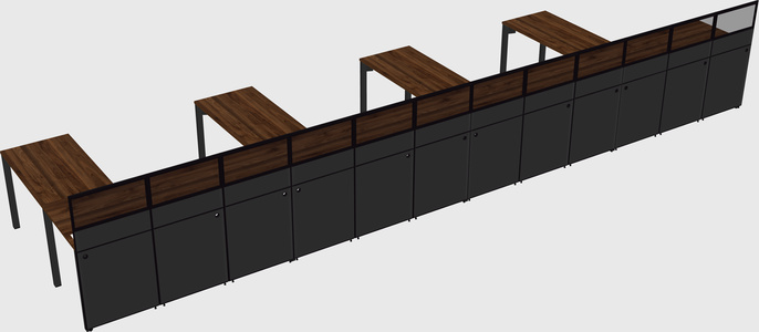 Shared l-shaped cubicle