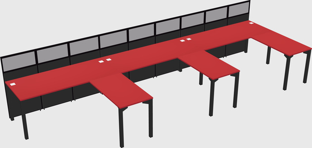 Shared l-shaped cubicle