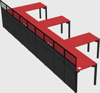 Shared l-shaped cubicle