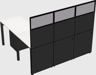 Shared l-shaped cubicle