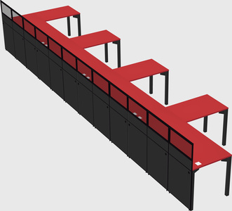Shared l-shaped cubicle