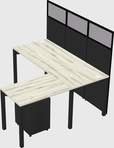 Shared l-shaped cubicle