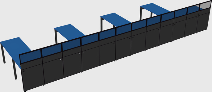 Shared l-shaped cubicle
